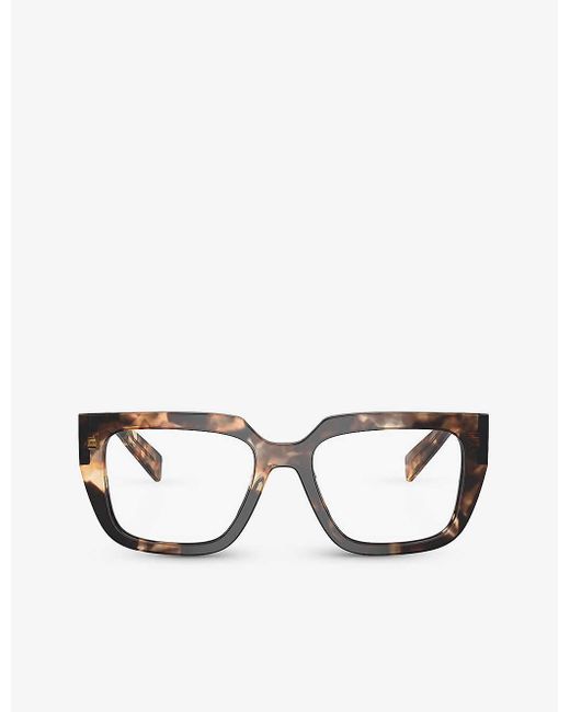 Prada Brown Pr A03v Square-frame Tortoiseshell Acetate Eye Glasses
