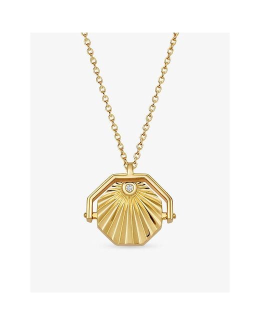 Astley Clarke Metallic Celestial Sunrise Spinner 18Ct- Plated Sterling- And Sapphire Locket Necklace