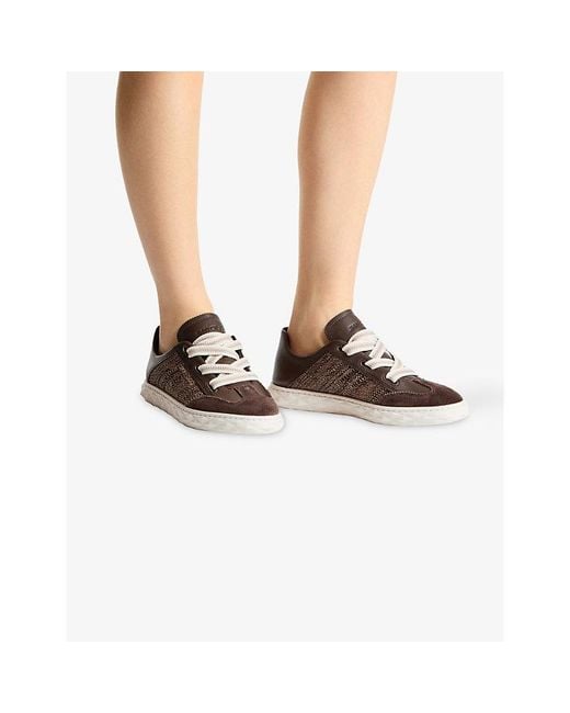 Jimmy Choo Brown Diamond Light Flex Leather Trainers