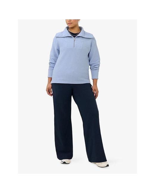 Sweaty Betty Blue Peaceful Half-Zip Cotton-Blend Sweatshirt