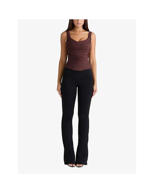 House Of Cb Purple The Drape Neck Jersey Corset Top