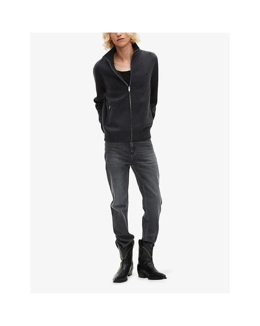 The Kooples Blue Zip-Through Cotton-Blend Knitted Cardigan for men