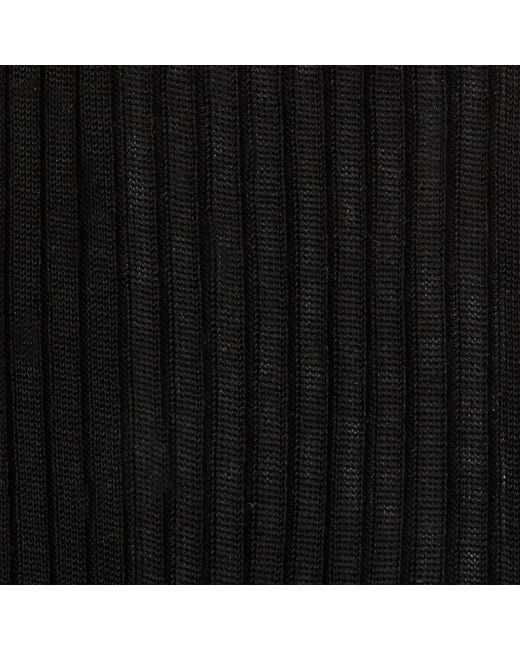 Pantherella Black Short Ribbed Cotton Socks for men