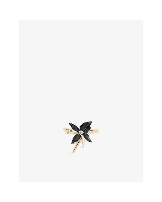 Shaun Leane Metallic Orchid Sterling- - Vermeil And 0.05Ct Diamond Flower Ring