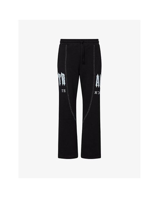 Trapstar Black Deconstructed Decoded Logo-Embroidered Cotton-Blend Jogging Bottoms for men