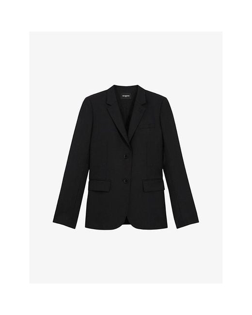 The Kooples Black Single-Breasted Wool Blazer