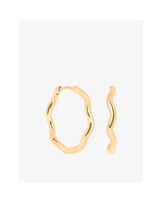 Astrid & Miyu Metallic Ripple-Plated Sterling Hoop Earrings