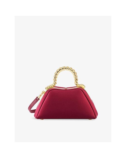 BVLGARI Red Geraldine Guyot X Serpentine Mini Satin Top Handle Bag