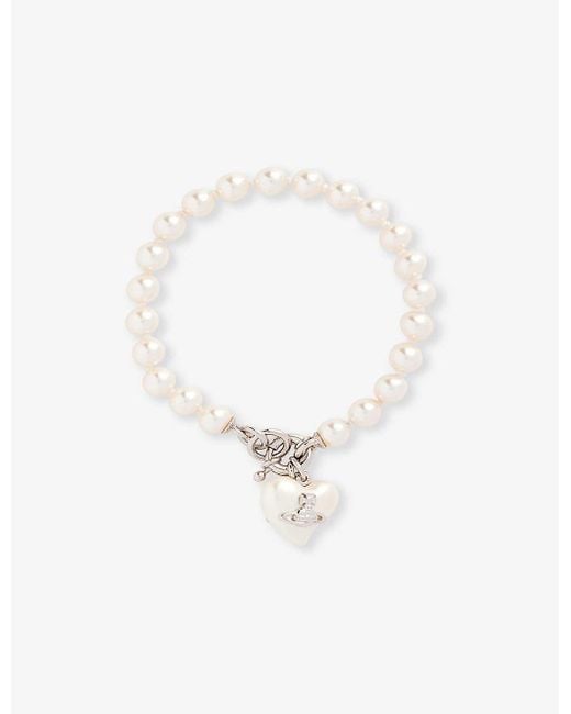 Vivienne Westwood White Sheryl Brass And Faux-pearl Bracelet