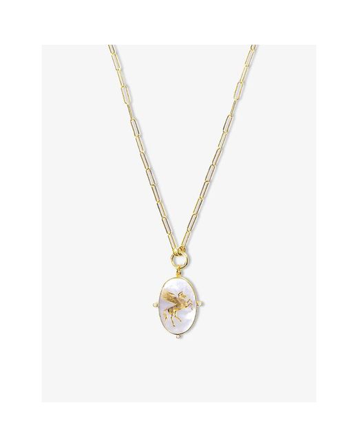 La Maison Du Couturier Metallic Ece London The Pegasus Ii 22Ct Vermeil Mother Of Pearl And Zircon Necklace
