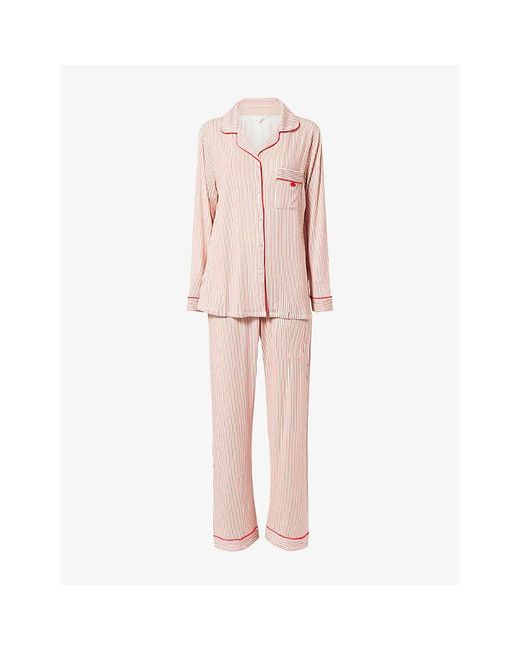 THE NAP CO Pink Stretch Stripe Long-Sleeve Modal-Jersey Pyjama Set