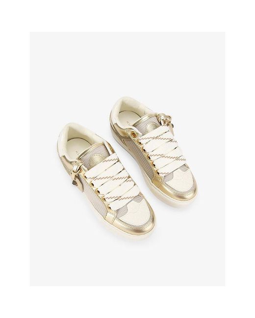 Kurt Geiger White Southbank Tag Suede And Mesh Trainers