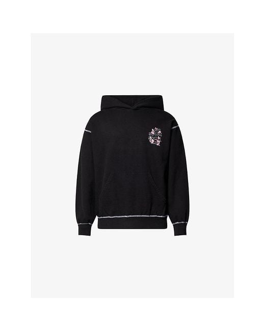 ANTI SOCIAL SOCIAL CLUB Black Contrast Stitch Brand-Print Cotton-Jersey Hoodie for men