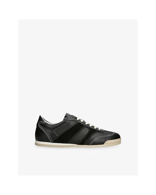 Collegium Black Pillar Pista Leather And Suede Trainers for men