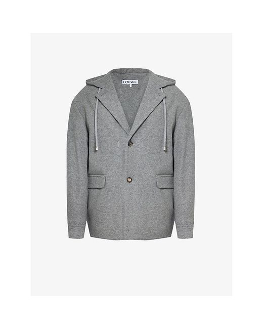 Loewe Gray Notched-lapel Relaxed-fit Wool And Cashmere-blend Jacket for men