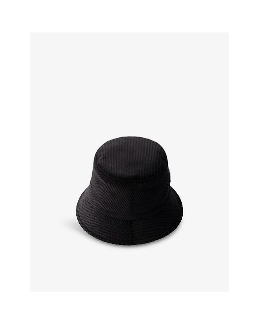 Prada Black Triangle-Plaque Corduroy Bucket Hat for men