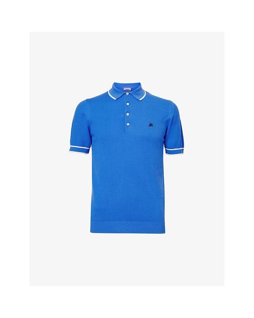 Vilebrequin Blue Pezou Short-sleeved Cotton-knit Polo Shirt for men