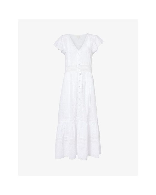 Aspiga White Nyla V-neck Organic-cotton Maxi Dress