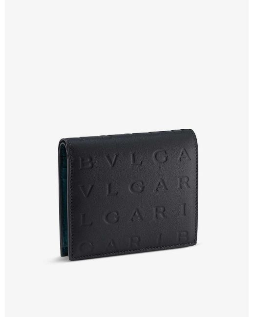 BVLGARI Black Logo Infinitum Leather Bifold Wallet for men