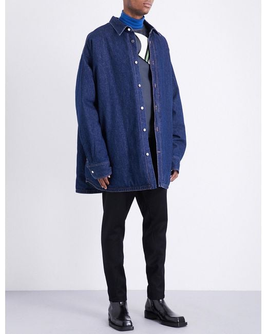 Raf Simons Blue Padded Denim Shirt for men