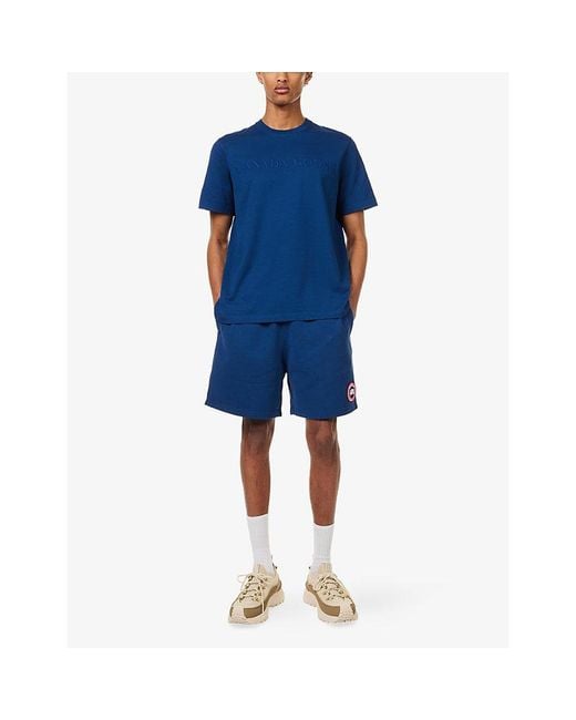 Canada Goose Blue Vantage Logo-Embroidered Cotton-Jersey T-Shirt for men