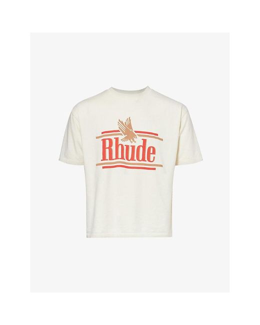 Rhude White Rossa Logo-print Cotton-jersey T-shirt for men