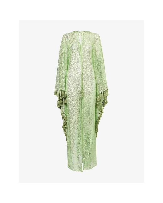 ‎Taller Marmo Green Absolutely Ooo Sequin-Embellished Woven Kaftan