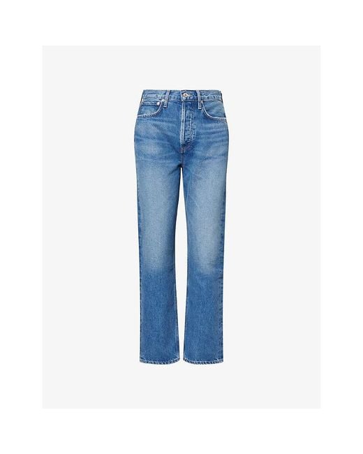 Citizens of Humanity Blue Blaine Straight-Leg High-Rise Denim Jeans