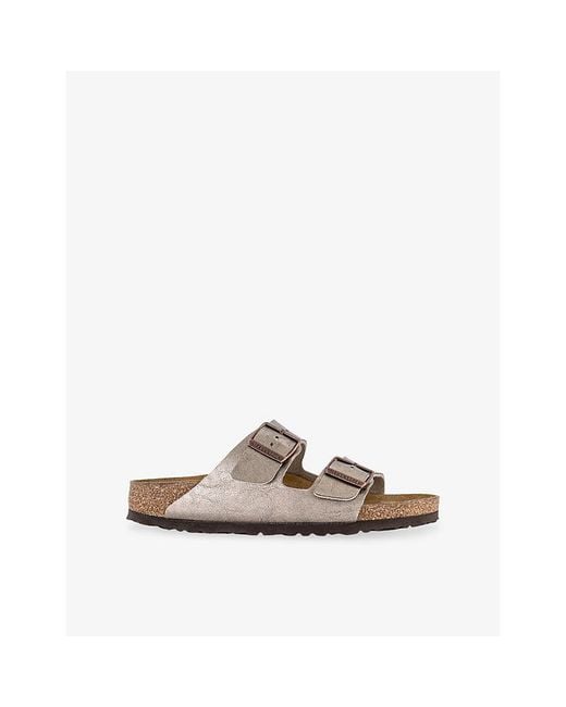 Birkenstock Brown Arizona Two-Strap Faux-Leather Sandals
