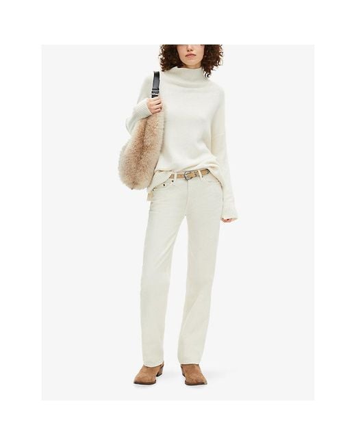 The Kooples White High-Neck Relaxed-Fit Cashmere-Blend Jumper