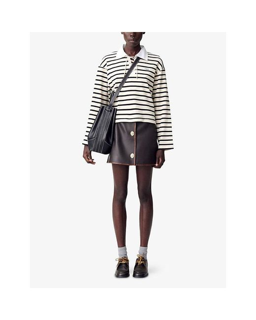 Claudie Pierlot White Striped Lace-Up Cotton-Jersey Top
