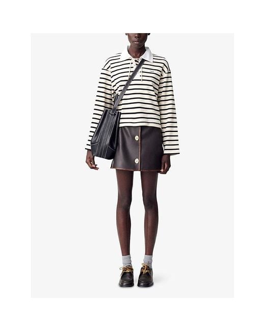 Claudie Pierlot White Striped Lace-Up Cotton-Jersey Top