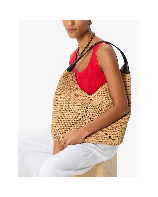 Whistles Metallic Triangular Straw Tote Bag