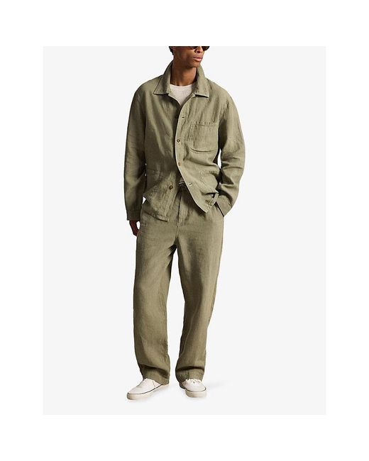 Polo Ralph Lauren Green Patch-Pocket Linen Overshirt for men