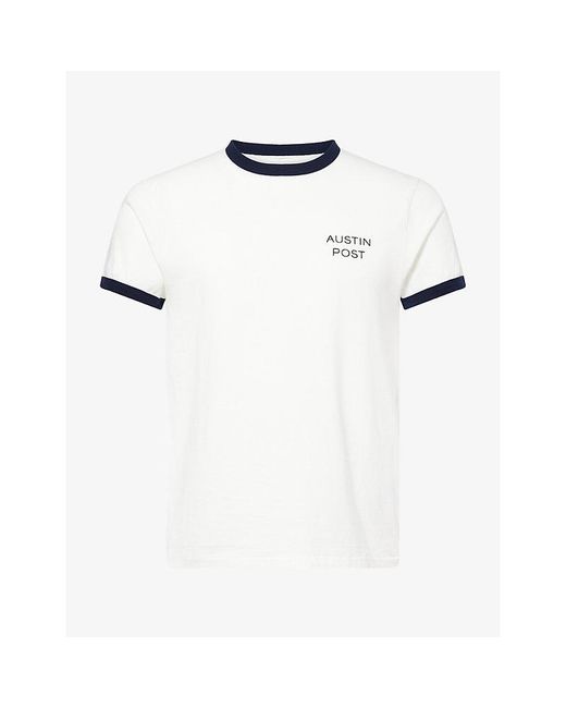 Austin Post White Ringer God Bless Cotton T-Shirt for men
