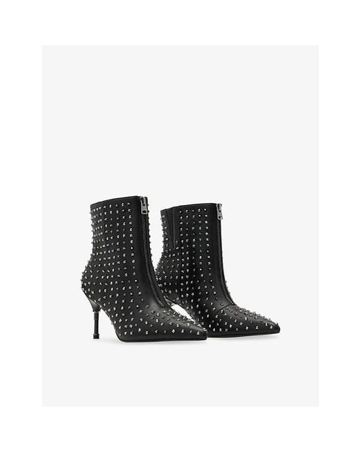 AllSaints Black Natasha Studded Leather Ankle Boots