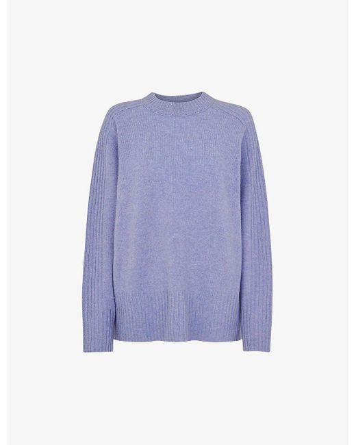 Whistles Ribbedpanel Relaxedfit Wool Jumper in Purple Lyst