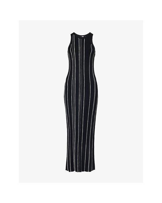 Totême  Black Striped Sleeveless Knitted Maxi Dress