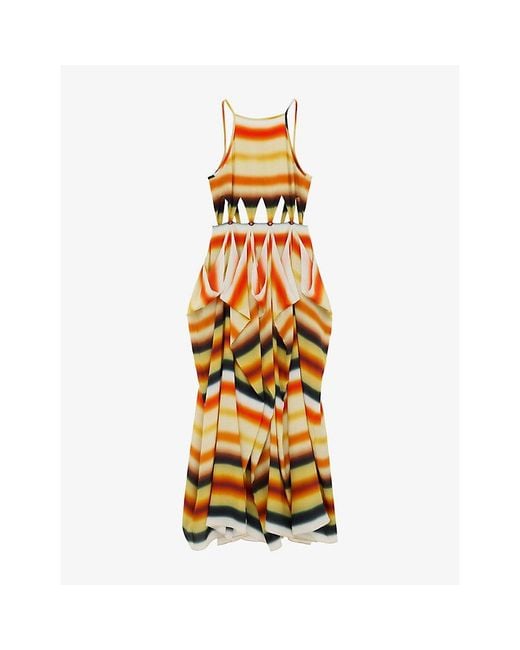 Loewe Metallic X Paula's Ibiza Stripe Cut-Out Silk Maxi Dress