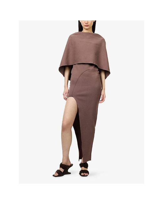 Rick Owens Pink Theresa Split-Hem Knitted Midi Dress