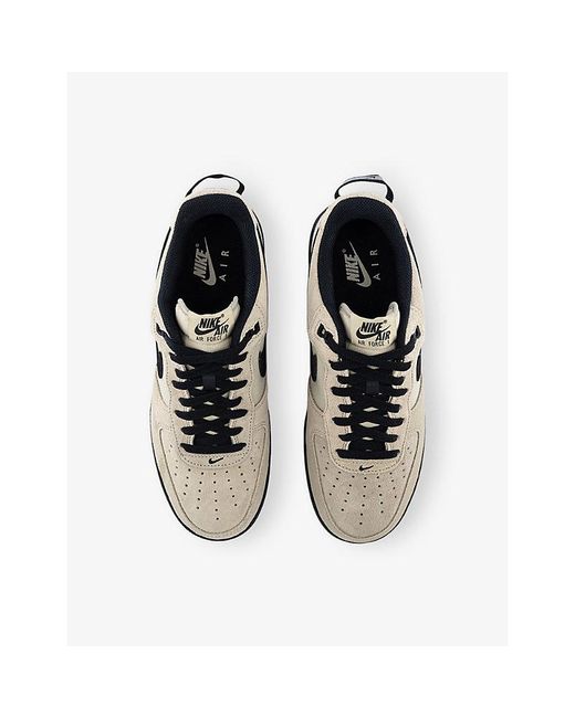Nike Black Air Force 1 '07 Suede And Canvas Trainers for men