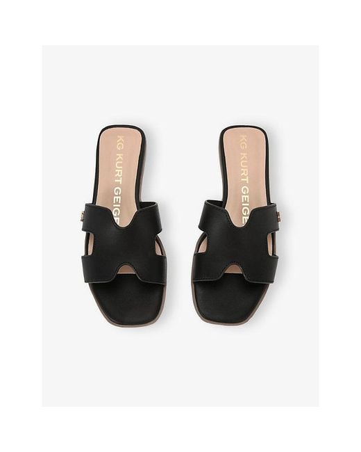 KG by Kurt Geiger Black Raven Faux-Leather Flat Sandals