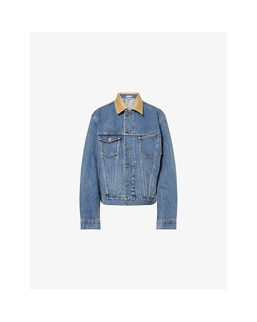 J.W. Anderson Blue Corduroy-Collar Oversized Denim Jacket