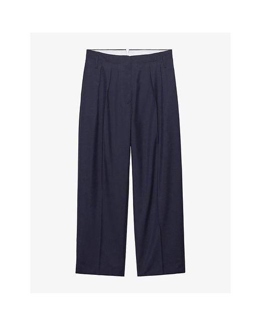Prada Blue Tapered-Leg Mid-Rise Wool-Blend Trousers