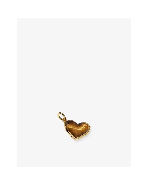 Monica Vinader Metallic Gp Heart 18Ct Vermeil Tiger's Eye Gemstone Pendant Charm