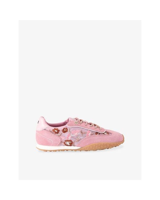 KG by Kurt Geiger Pink Faux-Suede And Mesh Trainers
