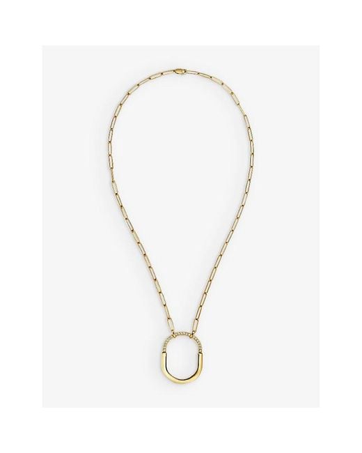 Tiffany & Co Metallic Tiffany Lock 18ct Yellow-gold And 0.43ct Round-brilliant Diamond Pendant Necklace