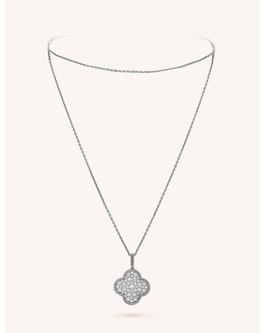 Van Cleef & Arpels Metallic Women's White Gold Magic Alhambra And Diamond Necklace
