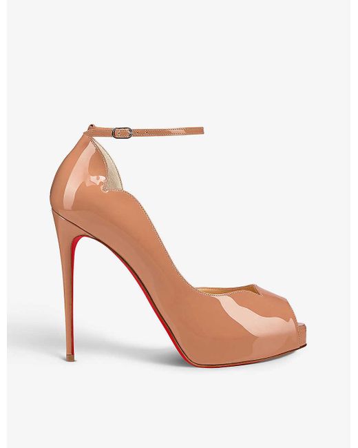 Christian Louboutin Natural Round Chick Alta 120 Patent Nude