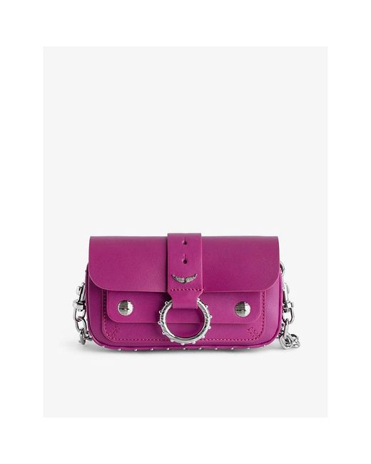 Zadig & Voltaire Purple X Kate Moss Studded Leather Cross-body Bag